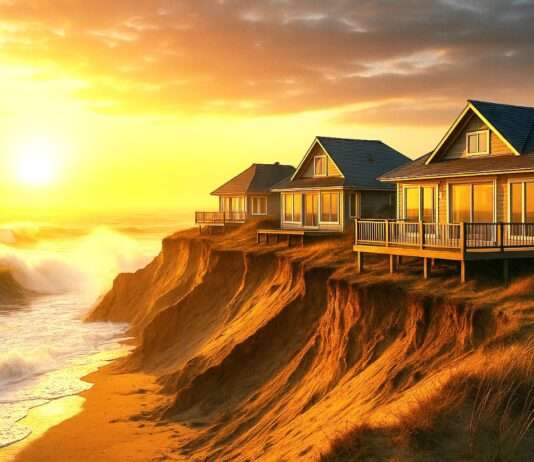 Wenn das Meer kommt: Wie die Erosion das Leben am Mont-Saint-Michel bedroht Erosion_Häuser_Küste_Illustration