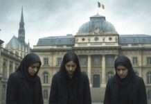 Paris: Drei Französinnen vor Gericht wegen Zugehörigkeit zum „Islamischen Staat“ IS-Prozess_Frauen_Paris_Illustration