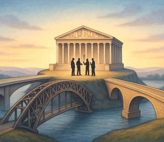 Editorial – Frankreichs harte Schule des Kompromisses: Was Paris von Berlin, Brüssel und Lissabon lernen kann Kompromisse_Politik_Illustration