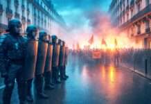 Kommentar: Bruno Retailleaus eiserne Linie – ein Rezept für Eskalation Polizei_Eskalation_Proteste_Illustration