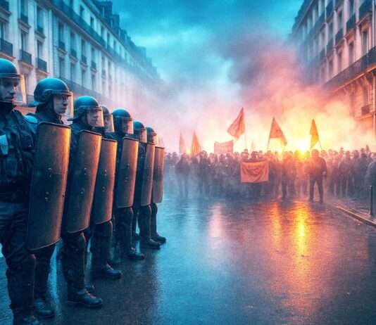 Kommentar: Bruno Retailleaus eiserne Linie – ein Rezept für Eskalation Polizei_Eskalation_Proteste_Illustration