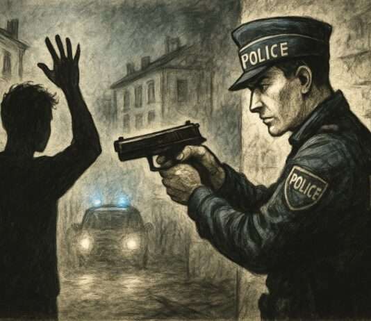 Hallo Polizisten: Eure Schusswaffen sind nur zur Selbstverteidigung da! Polizeigewalt_Illustration