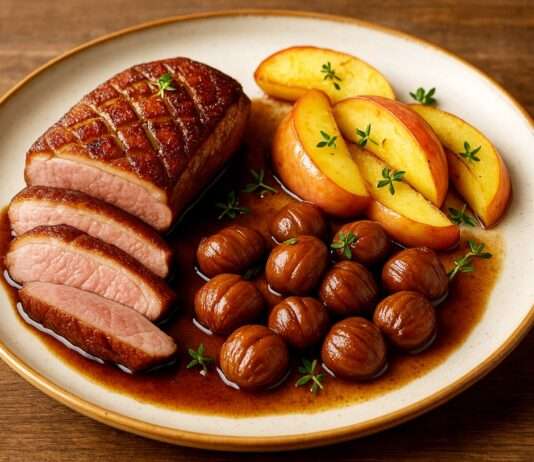 Canard Rôti aux Châtaignes et Pommes – Der goldene Herbst Frankreichs auf dem Teller Canard-Rôti-aux-Châtaignes-et-Pommes