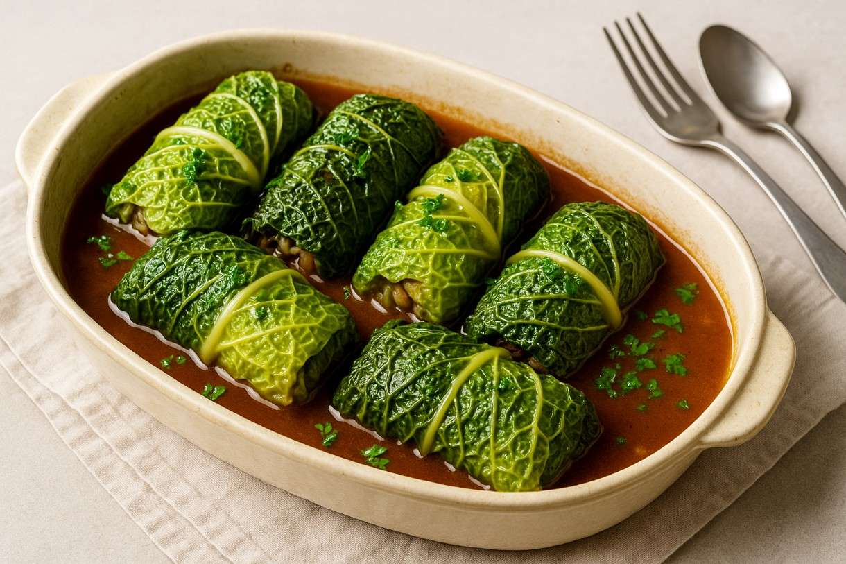 Chou Farci Végétarien aux Lentilles et Riz Sauvage - Herbstlicher, gefüllter Wirsing à la française