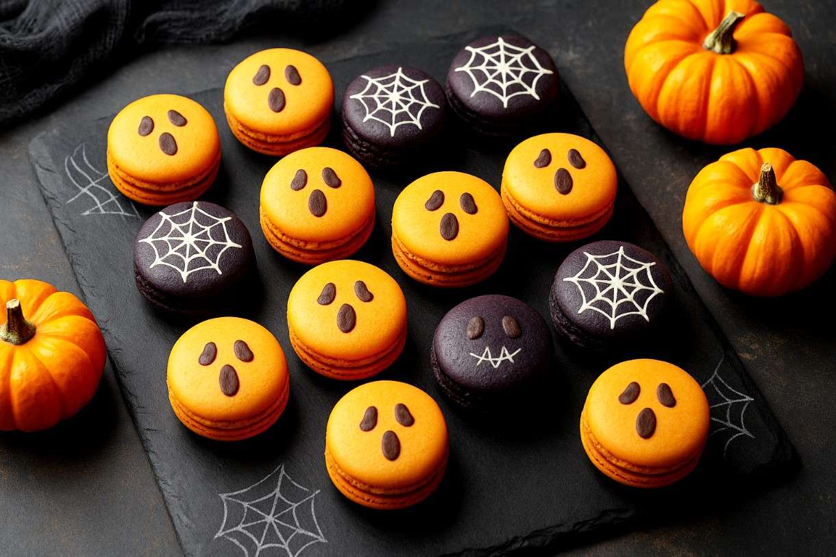 Macarons d’Halloween – französische Eleganz trifft schaurigen Charme