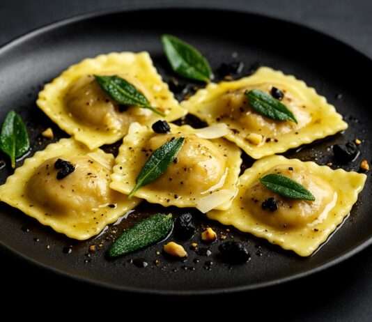Maronen-Ravioli mit Salbeibutter und schwarzem Knoblauch Maronen-Ravioli-mit-Salbeibutter-und-schwarzem-Knoblauch