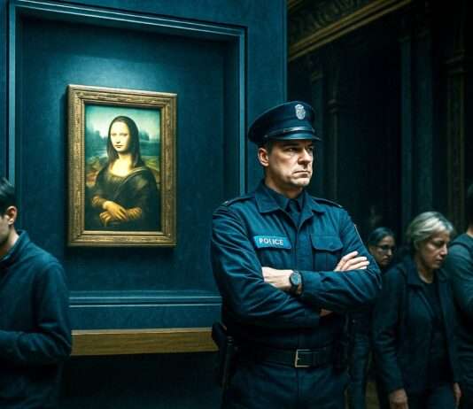 Kommentar: Zwischen Mona Lisa und Maschinenpistole – wohin steuert unsere Kultur? Polizei_Louvre_Illustration