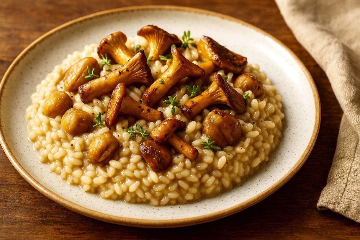 Der Zauber des Herbstes auf dem Teller - Risotto aux Châtaignes et Champignons des Bois