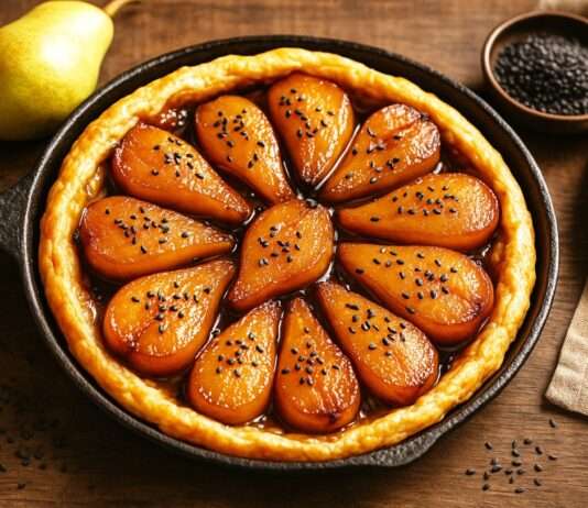 Tarte Tatin de Poires au Miso & Sésame noir – Ein moderner Twist auf französischer Tradition Tarte-Tatin-de-Poires-au-Miso-&-Sésame-noir