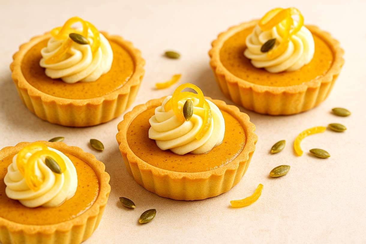 Tartelette au Potiron, Orange & Gingembre - Französische Mini-Kürbistörtchen mit Orangenzeste & Ingwer