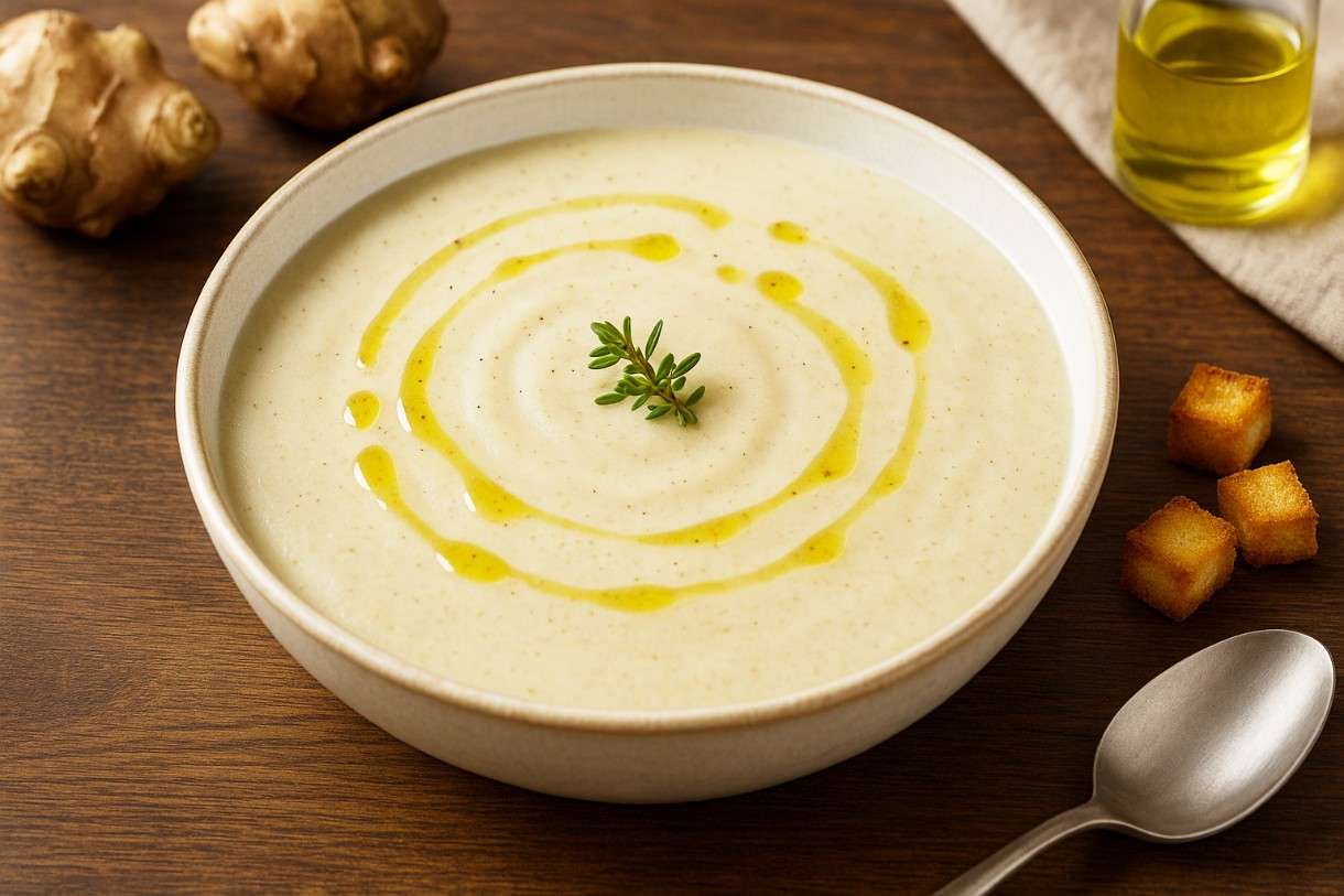 Velouté de Topinambour à l’huile de truffe - Topinambur-Cremesuppe mit Trüffelöl