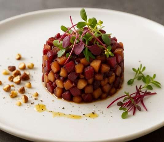 Warmes Maronen-Tatar mit roter Bete und Haselnussöl – Herbst auf dem Teller Warmes-Maronen-Tatar-mit-roter-Bete-und-Haselnussöl