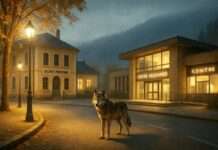 Ein Wolf mitten in der Stadt – Wenn Natur und Zivilisation auf Tuchfühlung gehen Wolf_Allevard_Illustration