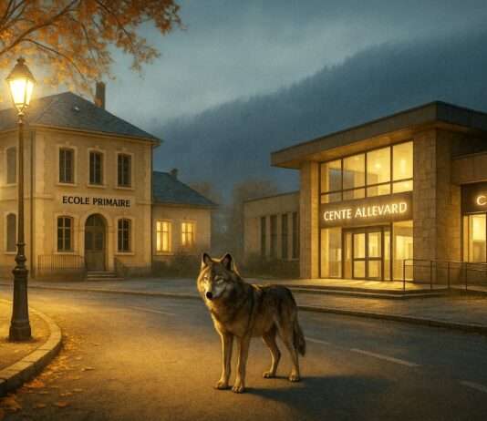 Ein Wolf mitten in der Stadt – Wenn Natur und Zivilisation auf Tuchfühlung gehen Wolf_Allevard_Illustration