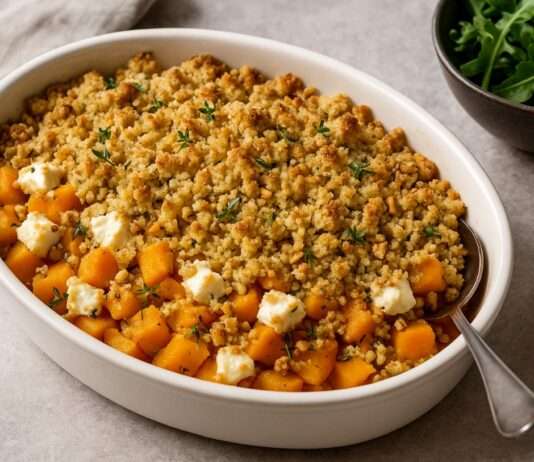 Herbstlich herzhaft: Crumble Salé de Butternut et Chèvre Frais – ein moderner Klassiker der französischen Bistronomie Crumble-Salé-de-Butternut-et-Chèvre-Frais
