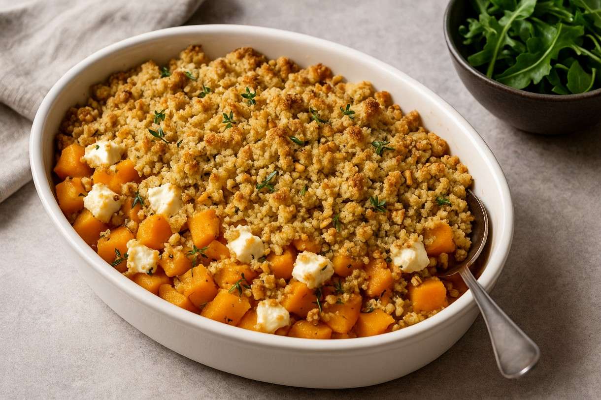 Herbstlich herzhaft: Crumble Salé de Butternut et Chèvre Frais – ein moderner Klassiker der französischen Bistronomie