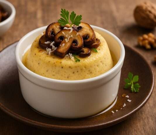 Herbstlicher Hochgenuss: Flan de Cèpes au Parmesan et Huile de Noix – Ein französischer Pilztraum im Glas Flan-de-Cèpes-au-Parmesan-et-Huile-de-Noix