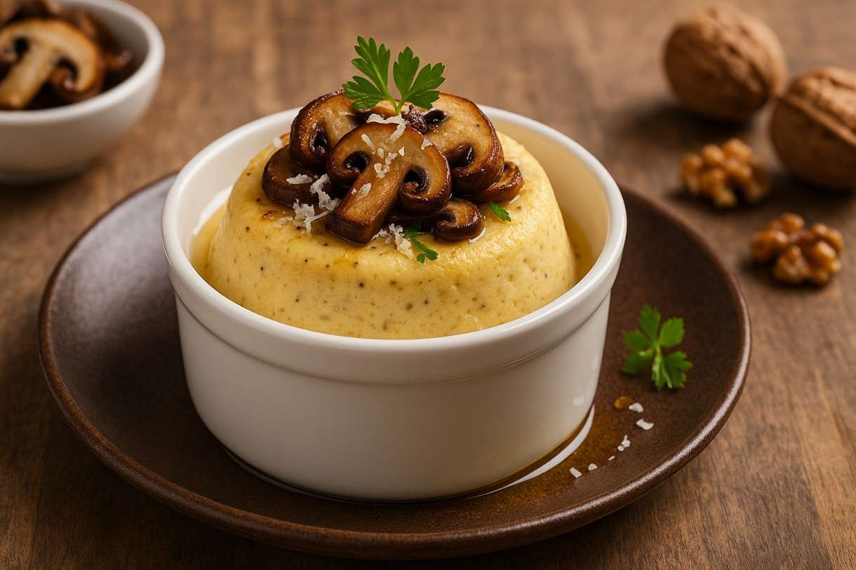Herbstlicher Hochgenuss: Flan de Cèpes au Parmesan et Huile de Noix – Ein französischer Pilztraum im Glas