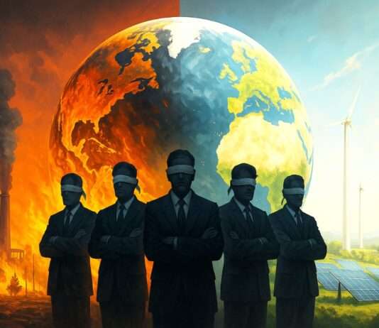 Kommentar: Die Klimakrise ist kein Naturereignis. Sie ist menschengemacht – und politisch gewollt. Klimawandel_Politische-Blindheit_Illustration