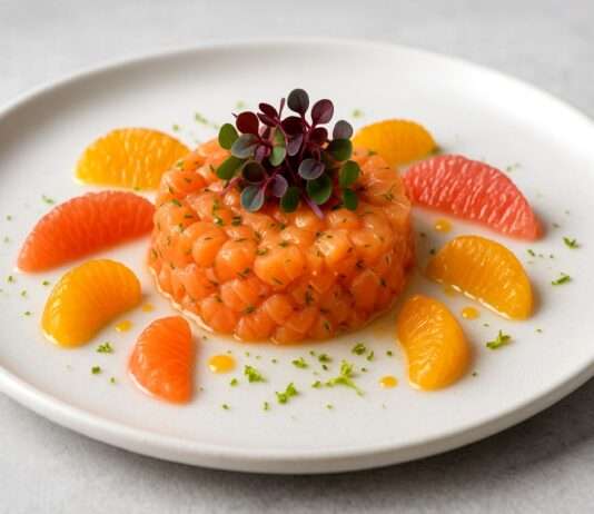 Frisch, fein, festlich: Lachs-Tatar mit Zitrusfrüchten und Yuzu-Vinaigrette – ein modernes Highlight für den Advent Lachs-Tatar-mit-Zitrusfrüchten-und-Yuzu-Vinaigrette