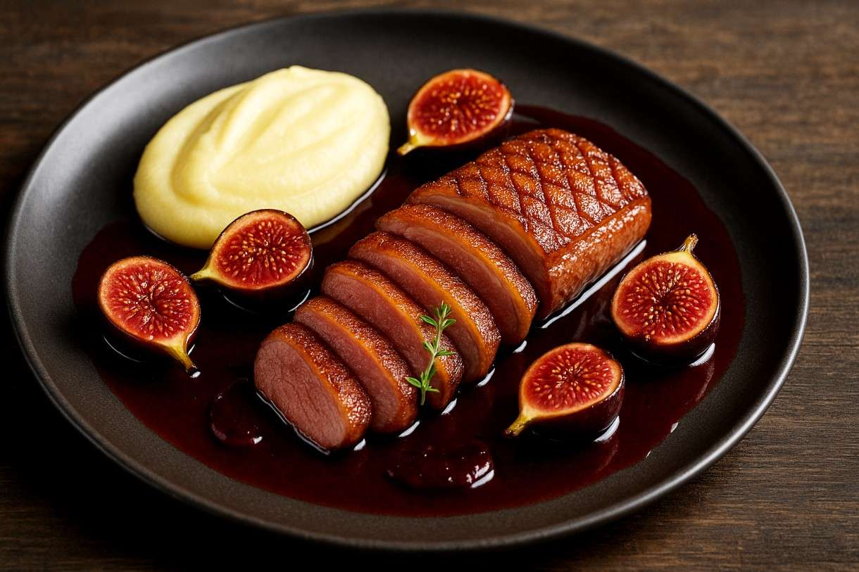Magret de Canard aux Figues et Vin Rouge