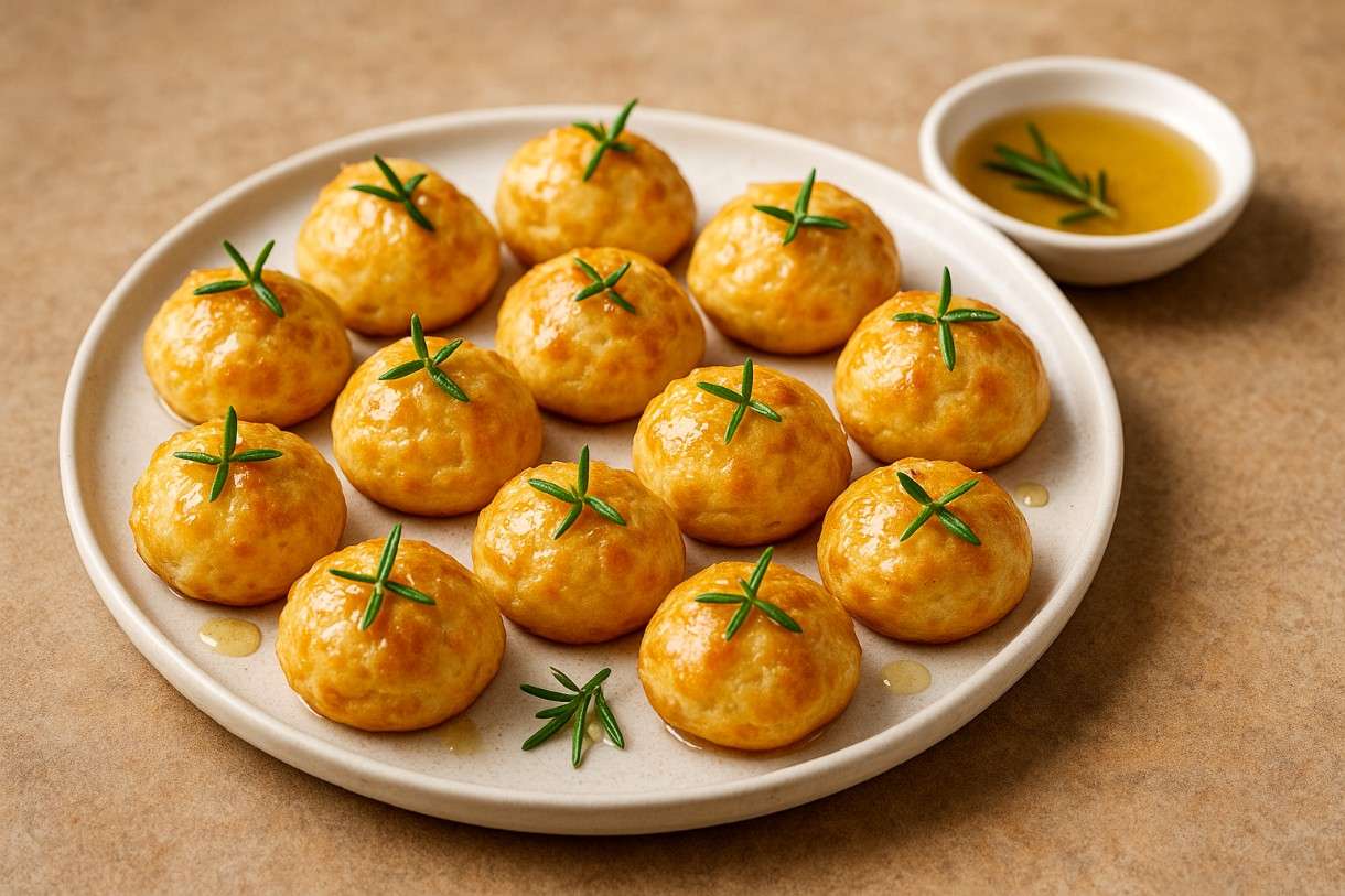 Herzhafter Festtagsgenuss im Mini-Format: Mini-Gougères mit Comté & Rosmarin-Honig