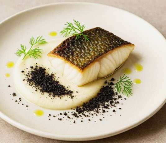 Saint-Pierre poêlé, Mousseline de Fenouil et Poudre d’Olives Noires – das leise Luxusgericht des Herbstes Saint-Pierre-poêlé-Mousseline-de-Fenouil-et-Poudre-d-Olives-Noires