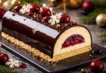 BÛCHE DE NOËL MIT TONKABOHNE & KIRSCHGEL BÛCHE DE NOËL MIT TONKABOHNE & KIRSCHGEL