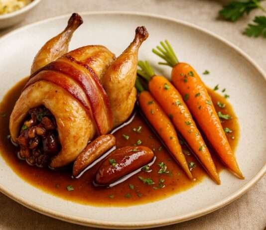 Gefüllte Wachteln mit Datteln & Speck – Ein modernes französisches Festtagsgericht Gefüllte-Wachteln-mit-Datteln-&-Speck