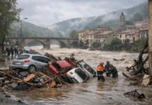 Wenn der Regen alles mitreißt – Gedanken an die Menschen im Hérault Hochwasser_Frankreich_Illustration