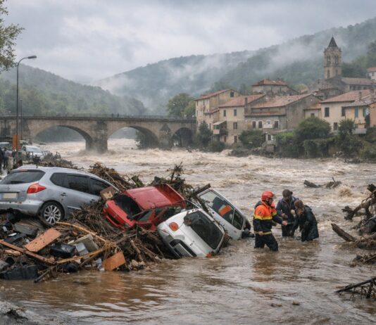 Wenn der Regen alles mitreißt – Gedanken an die Menschen im Hérault Hochwasser_Frankreich_Illustration