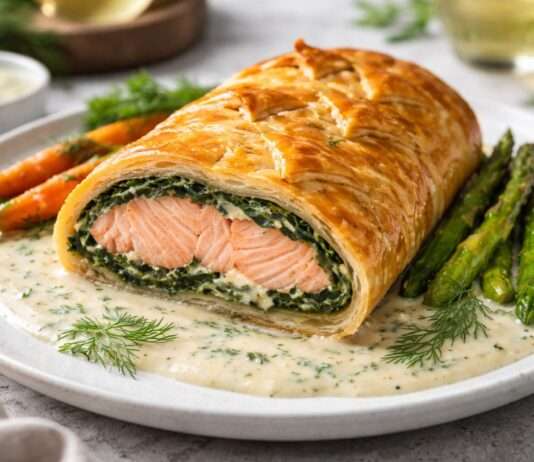 Lachs-Wellington mit Dillschaum – Das moderne Festtagsgericht mit französischem Flair Lachs-Wellington-mit-Dillschaum