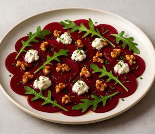 Rote-Bete-Carpaccio mit Ziegenfrischkäse & Walnüssen Rote-Bete-Carpaccio-mit-Ziegenfrischkäse-&-Walnüssen
