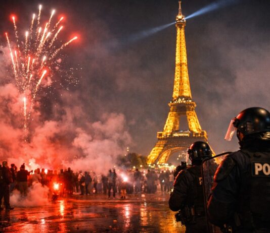 Knall am Trocadéro – Wenn Feuerwerk zur Sicherheitsfrage wird Trocadero_Eiffelturm_Feuerwerk_Illegal_Polizei_Illustration