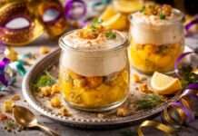 Bouillabaisse Espuma im Glas mit Safran-Kartoffelwürfeln Bouillabaisse-Espuma-im-Glas-mit-Safran-Kartoffelwürfeln