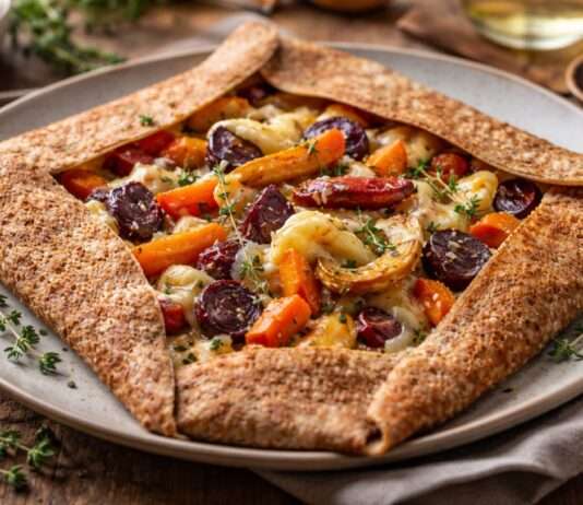 Buchweizen-Galette mit Wintergemüse, Emmentaler und schwarzem Knoblauch Buchweizen-Galette-mit-Wintergemüse-Emmentaler-und-schwarzem-Knoblauch