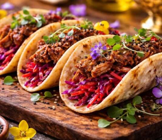 Enten-Confit-Tacos mit Lavendelhonig und Rote-Bete-Slaw Enten-Confit-Tacos-mit-Lavendelhonig-und-Rote-Bete-Slaw