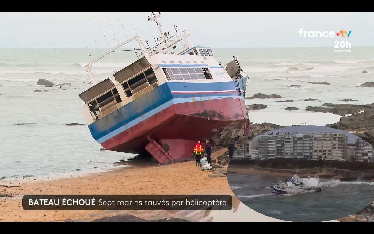 Sieben Männer, eine Nacht, ein Schiff auf Grund – und das Dröhnen der Rotoren über der Vendée