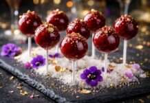 Foie Gras Lollipops mit Himbeer-Balsamico-Glasur Foie-Gras-Lollipops-mit-Himbeer-Balsamico-Glasur