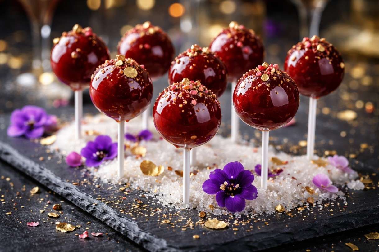 Foie Gras Lollipops mit Himbeer-Balsamico-Glasur