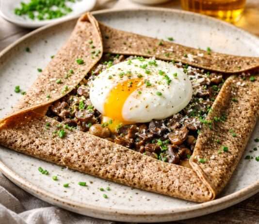 Galette de Sarrasin mit Pilz-Duxelles und pochiertem Ei Galette-de-Sarrasin-mit-Pilz-Duxelles-und-pochiertem-Ei