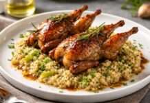 Gebratene Wachtel mit Rosmarin-Honig-Glasur & Quinoa-Lauch-Risotto Gebratene-Wachtel-mit-Rosmarin-Honig-Glasur-&-Quinoa-Lauch-Risotto