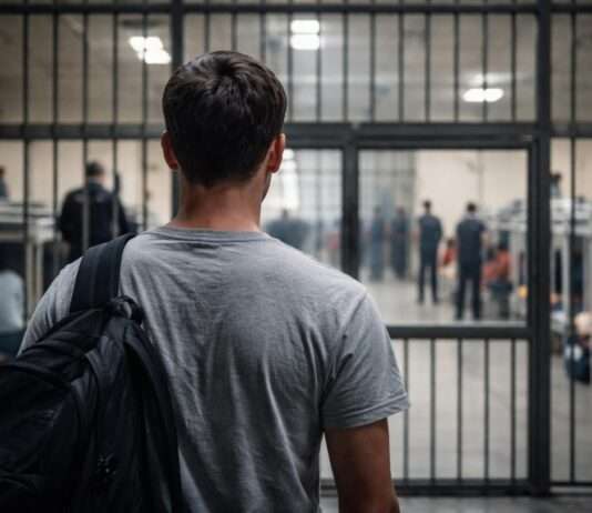 „Die ersten Tage schlief ich auf dem Boden“ – Junger Franzose verbringt einen Monat in einem ICE-Gefängnis in den USA ICE_Gefängnis_Illustration