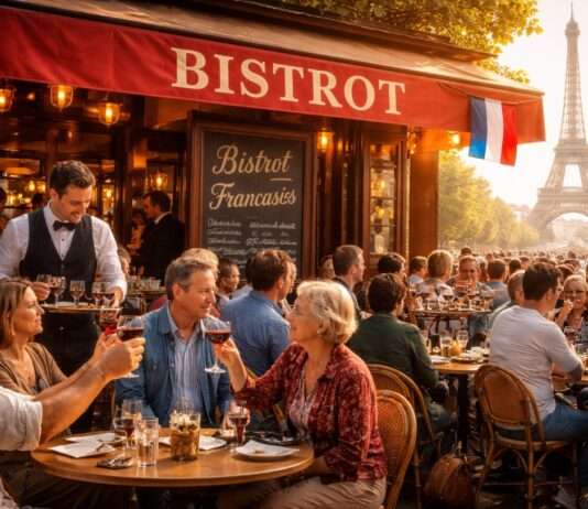 Kulturelle DNA der Nation: Warum Macron Frankreichs Bistrots unter Unesco-Schutz stellen will Kulturerbe_Bistro_Illustration