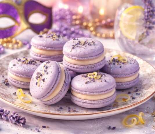 Lavendel-Macarons mit Gin-Tonic-Ganache – ein Fasnachtszauber in Pastell Lavendel-Macarons-mit-Gin-Tonic-Ganache