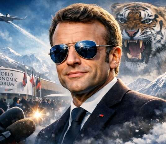 Kommentar: Der Mann mit der Sonnenbrille – oder: Wenn Staatskunst plötzlich blendet Macron-Sonnenbrille_Illustration