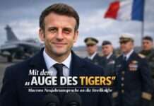 Mit dem „Auge des Tigers“ ins neue Jahr – Macrons Spagat zwischen Selbstironie und strategischer Botschaft Macron-Tigerauge_Illustration