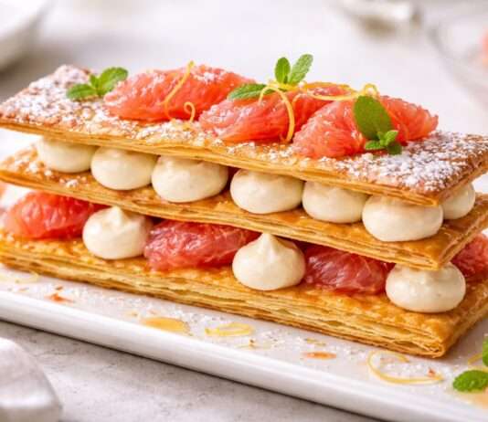 Mille-Feuille mit Vanille-Champagner-Crème und Grapefruit Mille-Feuille-mit-Vanille-Champagner-Crème-und-Grapefruit
