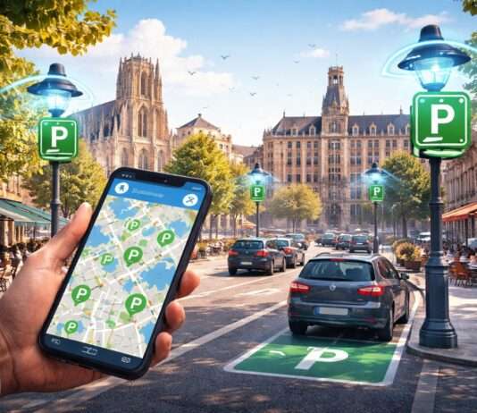 Mit Sensoren gegen den Parkplatzfrust – Wie Beauvais mit KI den Stadtverkehr entlastet Parkplatzsuche-mit-KI_Illustration