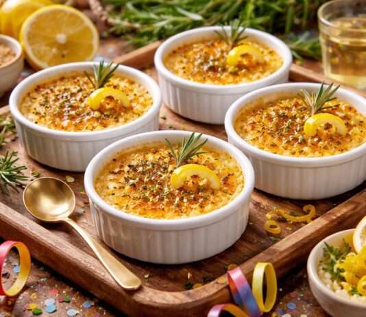 Fasnachtszeit trifft französische Raffinesse: Pastis-Zitronen-Crème brûlée mit Rosmarin-Zuckerkruste Pastis-Zitronen-Crème-brûlée-mit-Rosmarin-Zuckerkruste